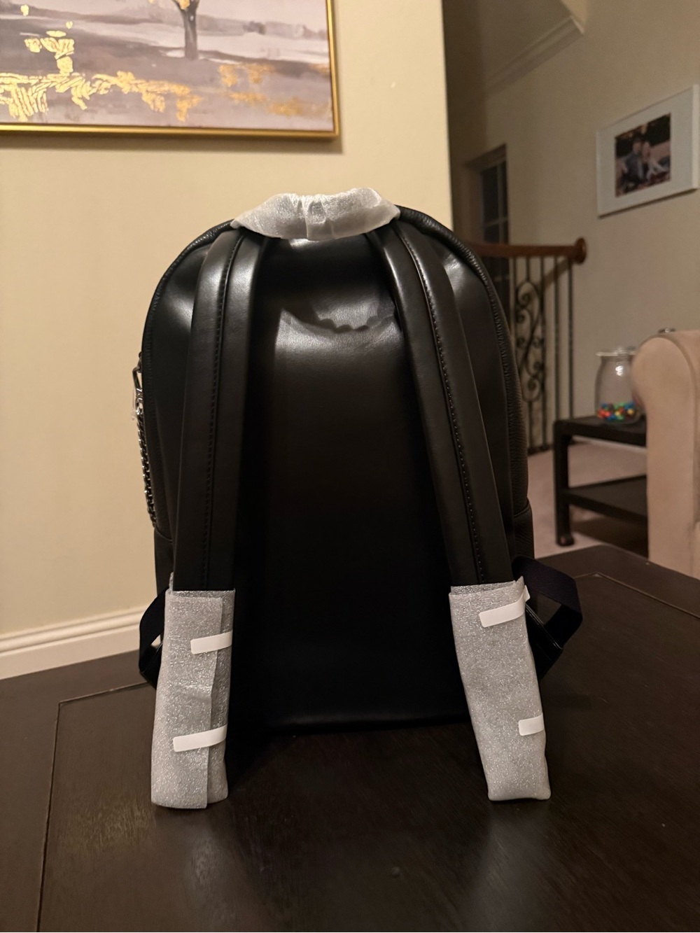 Michael Kors Black Pebbled Leather Backpack with Chain Accent - Picture 3 of 7